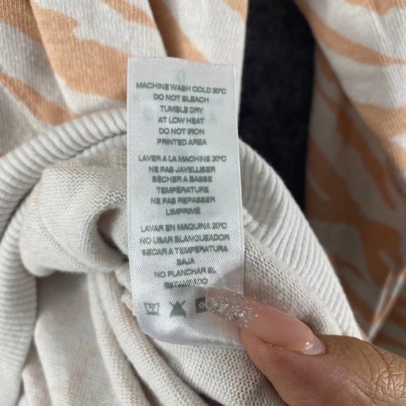 SUNDRY Hoodie XS Orange Zebra Print Long Sleeve Pullover Knit - Picture 12 of 14